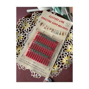 Vintage Clothesline Greeting Card Holders Set NIP Hong Kong Mid Century